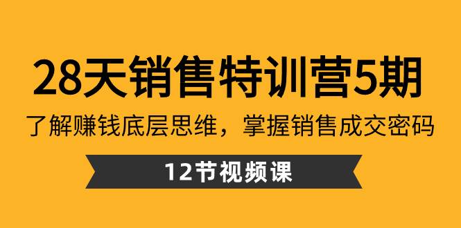 28天·销售特训营5期：了解赚钱底层思维，掌握销售成交密码（12节课）-刀客资源网