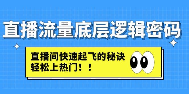 直播流量底层逻辑密码：直播间快速起飞的秘诀，轻松上热门-刀客资源网
