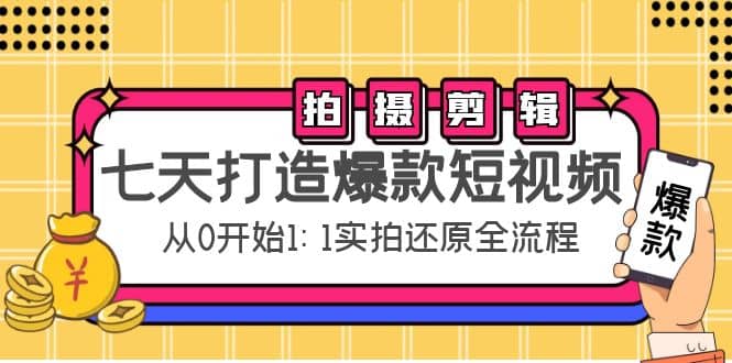 七天打造爆款短视频：拍摄+剪辑实操，从0开始1:1实拍还原实操全流程-刀客资源网