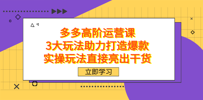 拼多多高阶·运营课，3大玩法助力打造爆款，实操玩法直接亮出干货-刀客资源网