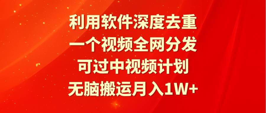 利用软件深度去重，一个视频全网分发，可过中视频计划，无脑搬运月入1W+-刀客资源网