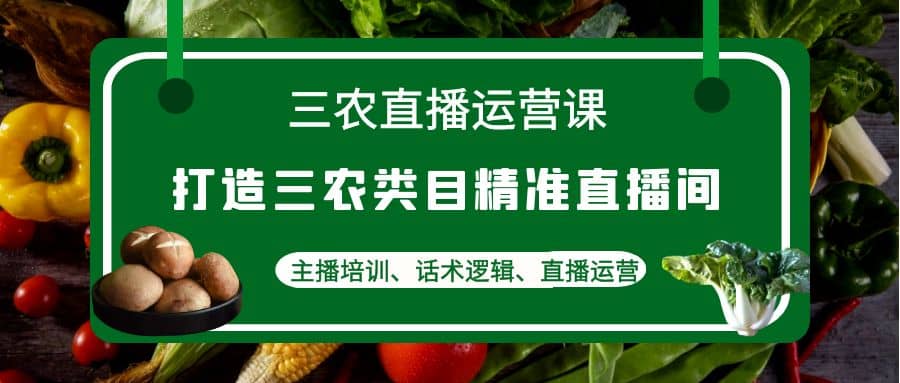 三农直播运营课：打造三农类目精准直播间，主播培训、话术逻辑、直播运营-刀客资源网
