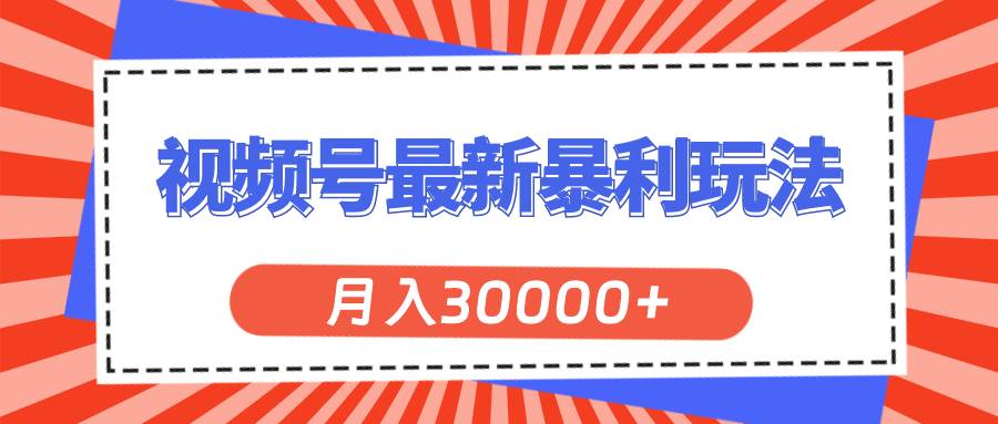 视频号最新暴利玩法，轻松月入30000+-刀客资源网