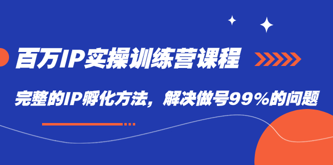百万IP实战训练营课程，完整的IP孵化方法，解决做号99%的问题-刀客资源网
