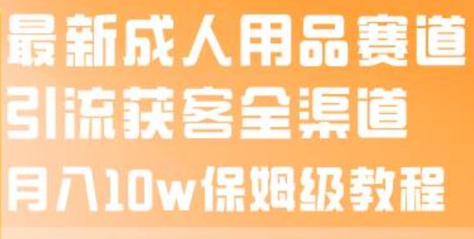 最新成人用品赛道引流获客全渠道，月入10w保姆级教程-刀客资源网
