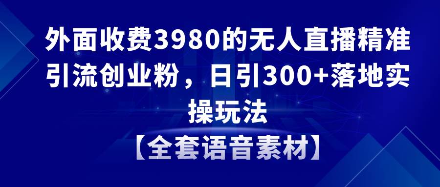 无人直播精准引流创业粉，日引300+落地实操玩法【全套语音素材】-刀客资源网