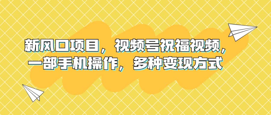 新风口项目，视频号祝福视频，一部手机操作，多种变现方式-刀客资源网