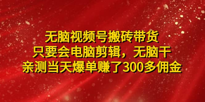 无脑视频号搬砖带货，只要会电脑剪辑，无脑干-刀客资源网
