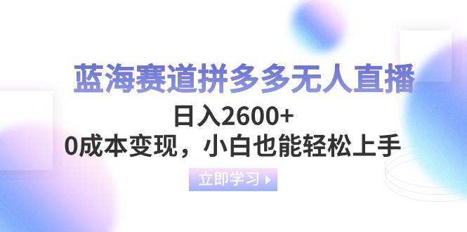 蓝海赛道拼多多无人直播，日入2600+，0成本变现，小白也能轻松上手-刀客资源网