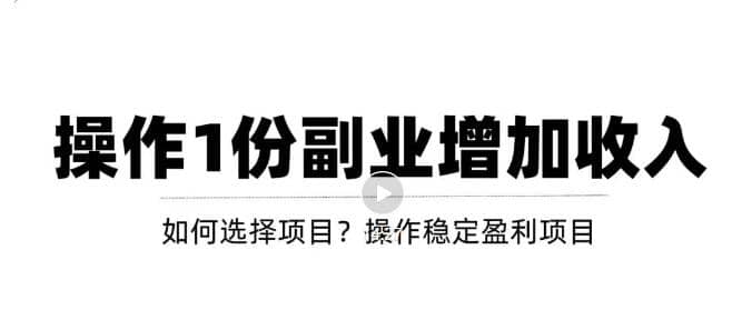 小白如何通过操作副业增加收入，从项目选择到玩法分享！【视频教程】-刀客资源网