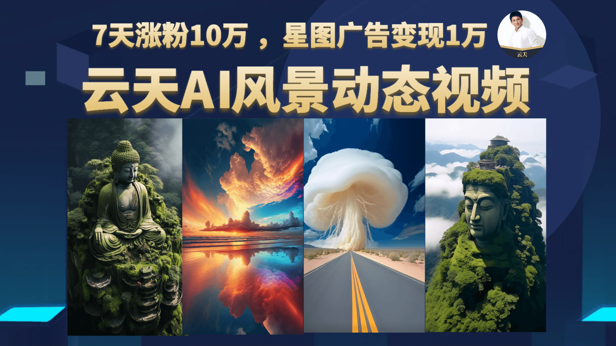 云天AI风景动图视频制作，7天涨粉10万 ，星图广告变现1万-刀客资源网