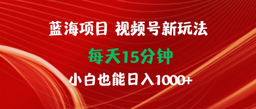 蓝海项目视频号新玩法 每天15分钟 小白也能日入1000+-刀客资源网