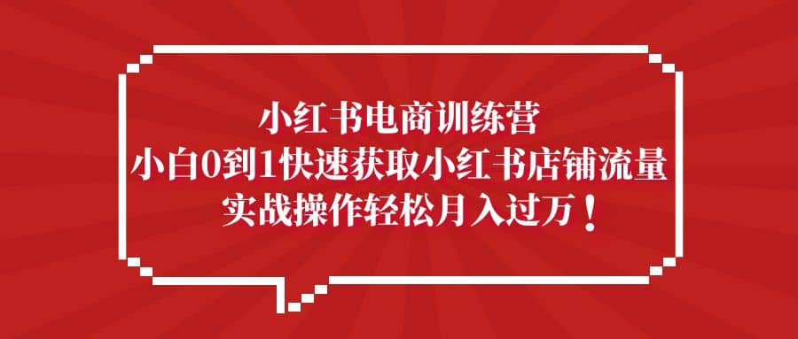 小红书电商训练营，小白0到1快速获取小红书店铺流量-刀客资源网