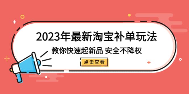 2023年最新淘宝补单玩法，教你快速起·新品，安全·不降权（18课时）-刀客资源网