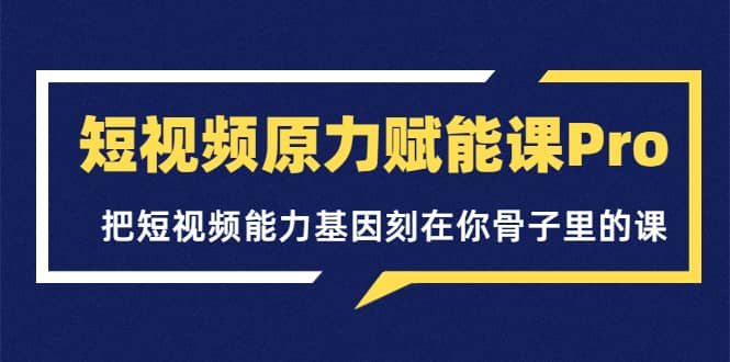 短视频原力赋能课Pro，把短视频能力基因刻在你骨子里的课（价值4999元）-刀客资源网