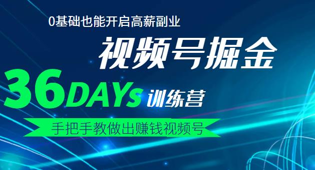 【视频号掘金营】36天手把手教做出赚钱视频号，0基础也能开启高薪副业-刀客资源网