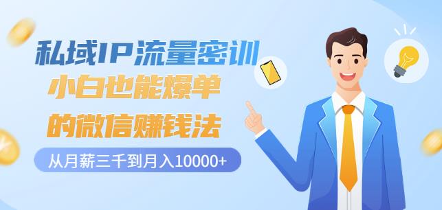 私域IP流量密训：小白也能爆单的微信赚钱法，从月薪三千到月入10000+-刀客资源网