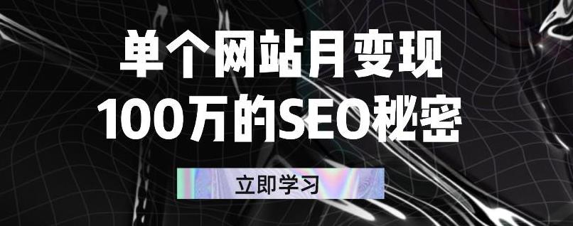 单个网站月变现100万的SEO秘密，百分百做出赚钱站点-刀客资源网