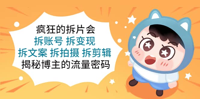 疯狂的拆片会：拆账号 拆变现 拆文案 拆拍摄 拆剪辑 揭秘博主的流量密码-刀客资源网