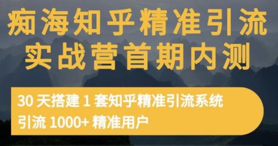痴海知乎精准引流实战营1-2期，30天搭建1套知乎精准引流系统，引流1000+精准用户-刀客资源网