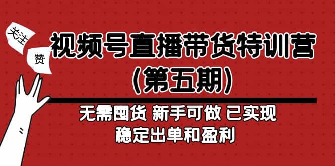 视频号直播带货特训营（第五期）无需囤货 小白可做 已实现稳定出单和盈利-刀客资源网