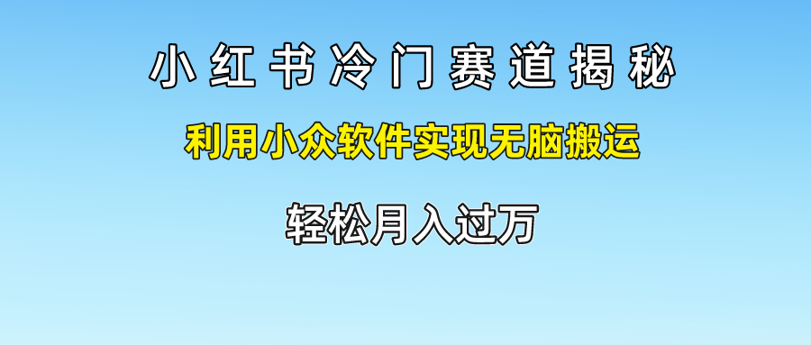 小红书冷门赛道揭秘,轻松月入过万，利用小众软件实现无脑搬运，-刀客资源网