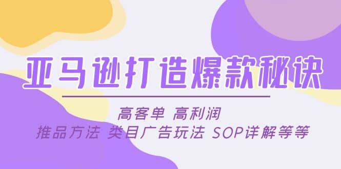 亚马逊打造爆款秘诀：高客单 高利润 推品方法 类目广告玩法 SOP详解等等-刀客资源网
