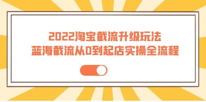 2022淘宝截流升级玩法：蓝海截流从0到起店实操全流程 价值千元-刀客资源网