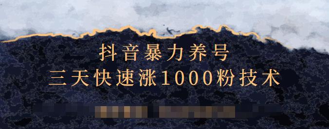 抖音暴力养号，三天快速涨1000粉技术【视频课程】-刀客资源网