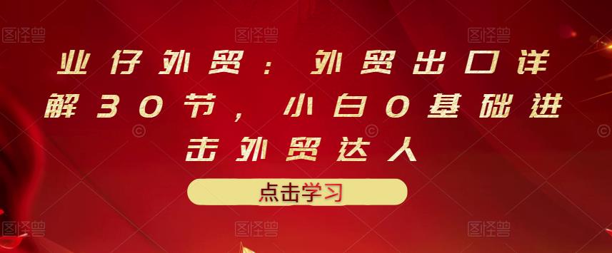 业仔外贸：外贸出口详解30节，小白0基础进击外贸达人 价值666元-刀客资源网