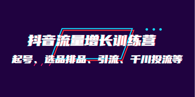 月销1.6亿实操团队·抖音流量增长训练营：起号、选品排品、引流 千川投流等-刀客资源网