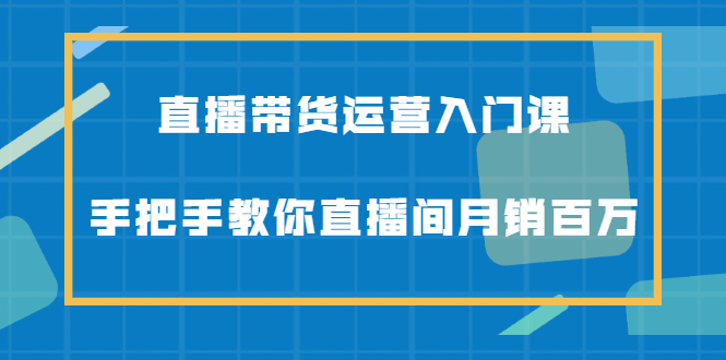 直播带货运营入门课，手把手教你直播间月销百万-刀客资源网
