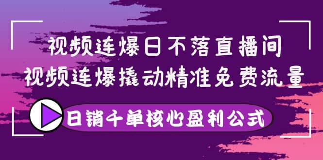 视频连爆日不落直播间，视频连爆撬动精准免费流量，日销千单核心盈利公式-刀客资源网