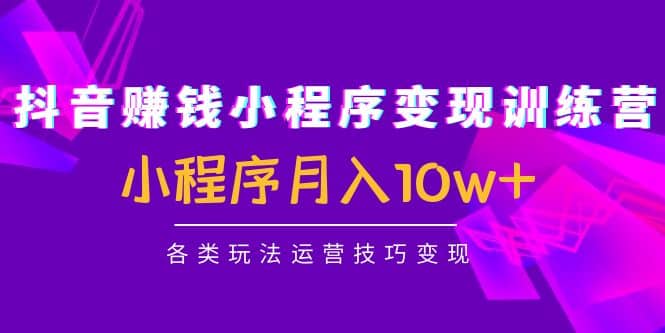 抖音小程序变现训练营：小程序各类玩法运营技巧变现-刀客资源网