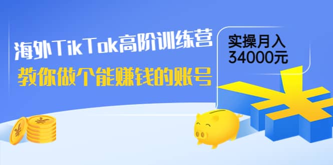 海外TikTok高阶训练营：教你做个能赚钱的账号，实操月入34000元！-刀客资源网