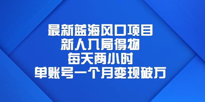 最新蓝海风口项目，新人入局得物，每天两小时，单账号一个月变现破万-刀客资源网