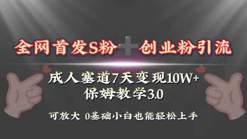 全网首发s粉加创业粉引流变现，成人用品赛道7天变现10w+保姆教学3.0-刀客资源网
