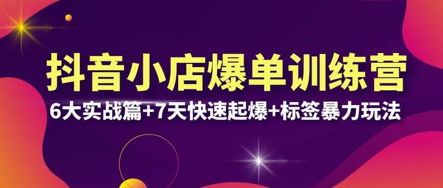 抖音小店爆单训练营VIP线下课：6大实战篇+7天快速起爆+标签暴力玩法(32节)-刀客资源网