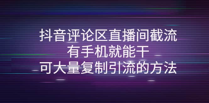 抖音评论区直播间截流，有手机就能干，可大量复制引流的方法-刀客资源网