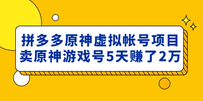 外面卖2980的拼多多原神虚拟帐号项目-刀客资源网