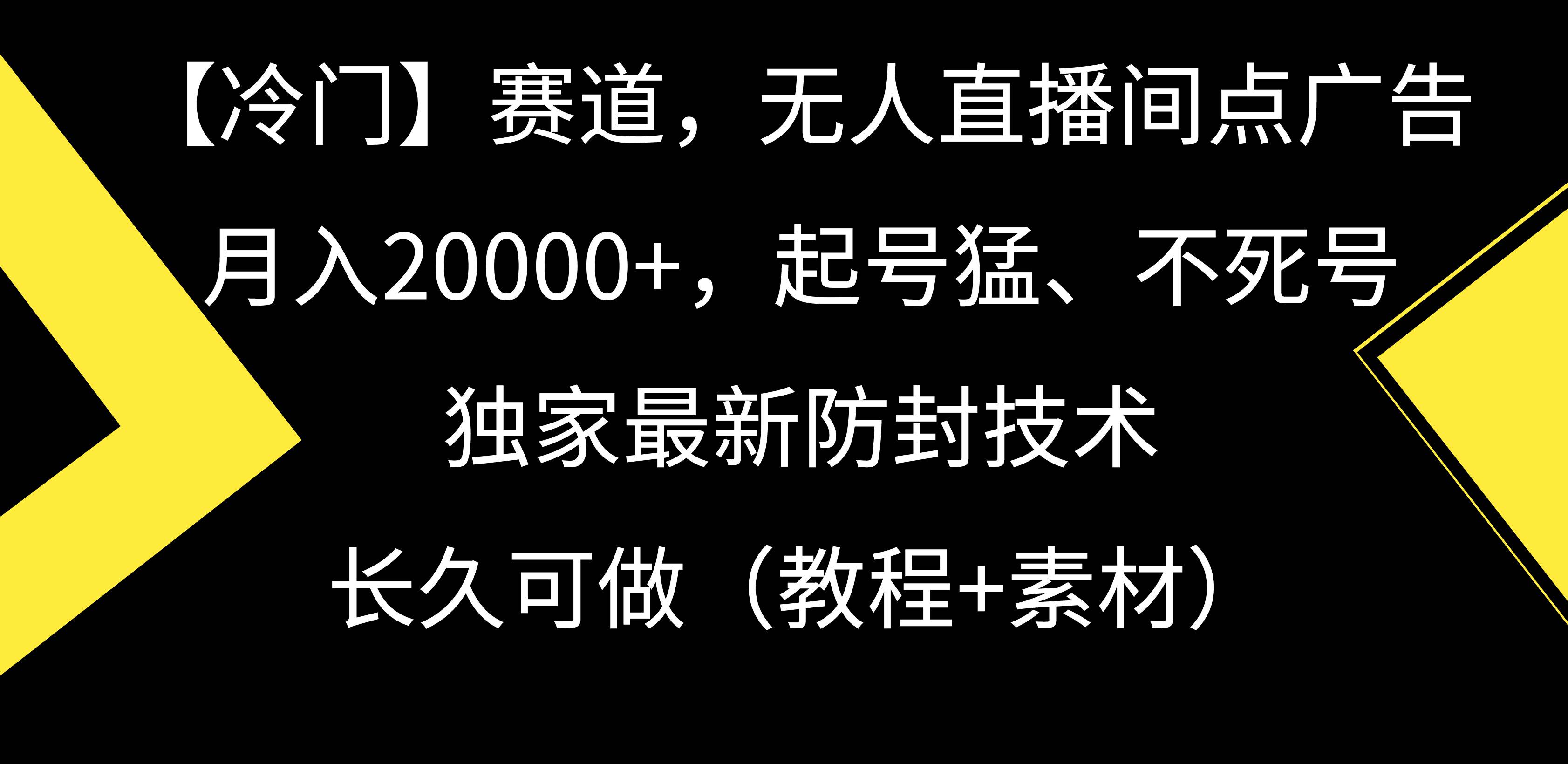 【冷门】赛道，无人直播间点广告，月入20000+，起号猛、不死号，独家最…-刀客资源网