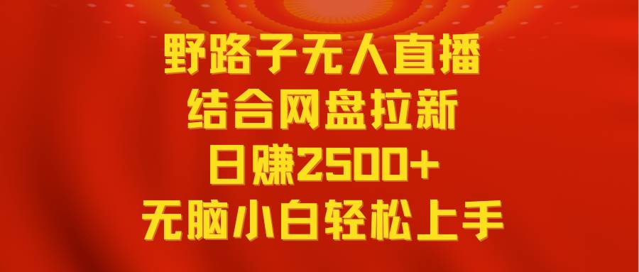 无人直播野路子结合网盘拉新，日赚2500+多平台变现，小白无脑轻松上手操作-刀客资源网