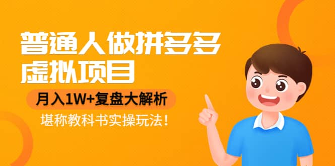 普通人做拼多多虚拟项目，复盘大解析，堪称教科书实操玩法-刀客资源网