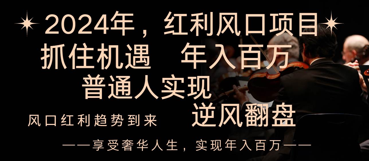 2024红利风口项目来袭，享受第一波红利，逆风翻盘普通人也能实现，年入百万-刀客资源网