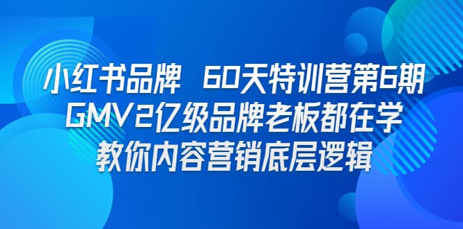 小红书品牌 60天特训营第6期 GMV2亿级品牌老板都在学 教你内容营销底层逻辑-刀客资源网
