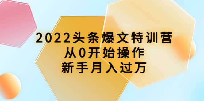 2022头条爆文特训营：从0开始操作，小白月入过万（16节课时）-刀客资源网