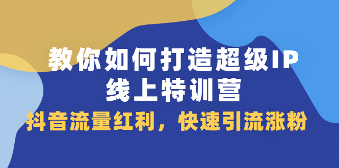 教你如何打造超级IP线上特训营，抖音流量红利新机遇-刀客资源网