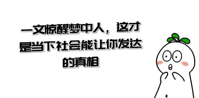 某公众号付费文章《一文 惊醒梦中人，这才是当下社会能让你发达的真相》-刀客资源网