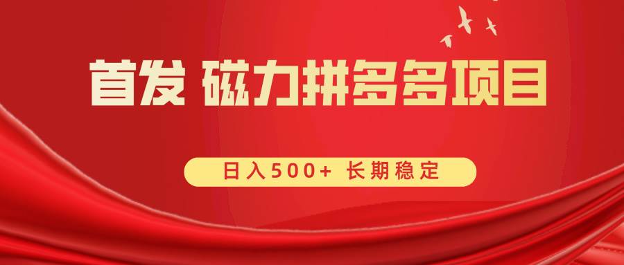 首发 磁力拼多多自撸  日入500+-刀客资源网