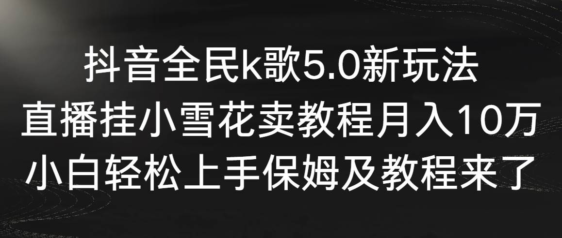 抖音全民k歌5.0新玩法，直播挂小雪花卖教程月入10万，小白轻松上手，保…-刀客资源网